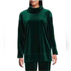 Zanz 2 Pieces Green Teal Velour Women Pant Suit Tracksuit Silk Blend Size L/M